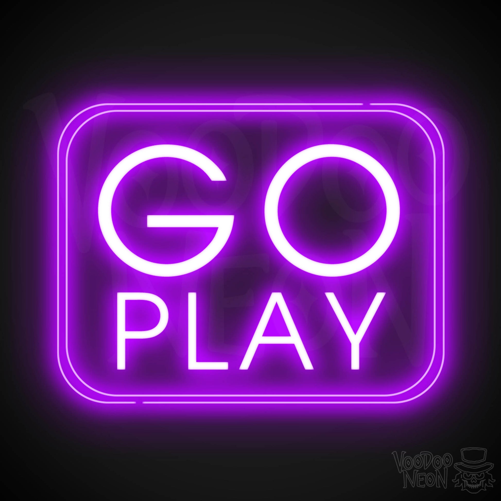 Go Play Neon Sign - Neon Go Play Sign - LED Wall Art - Color Purple