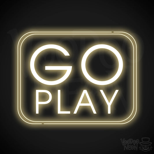 Go Play Neon Sign - Neon Go Play Sign - LED Wall Art - Color Warm White
