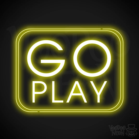Go Play Neon Sign - Neon Go Play Sign - LED Wall Art - Color Yellow