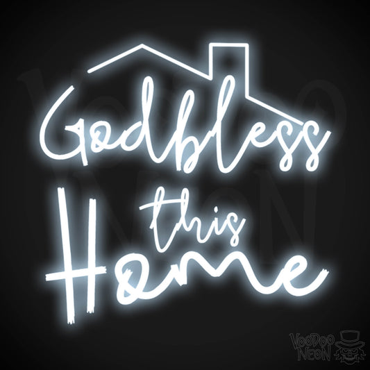 God Bless This House Neon Sign - Neon God Bless This House Sign - Wall Art - Light Up Sign - Color Cool White