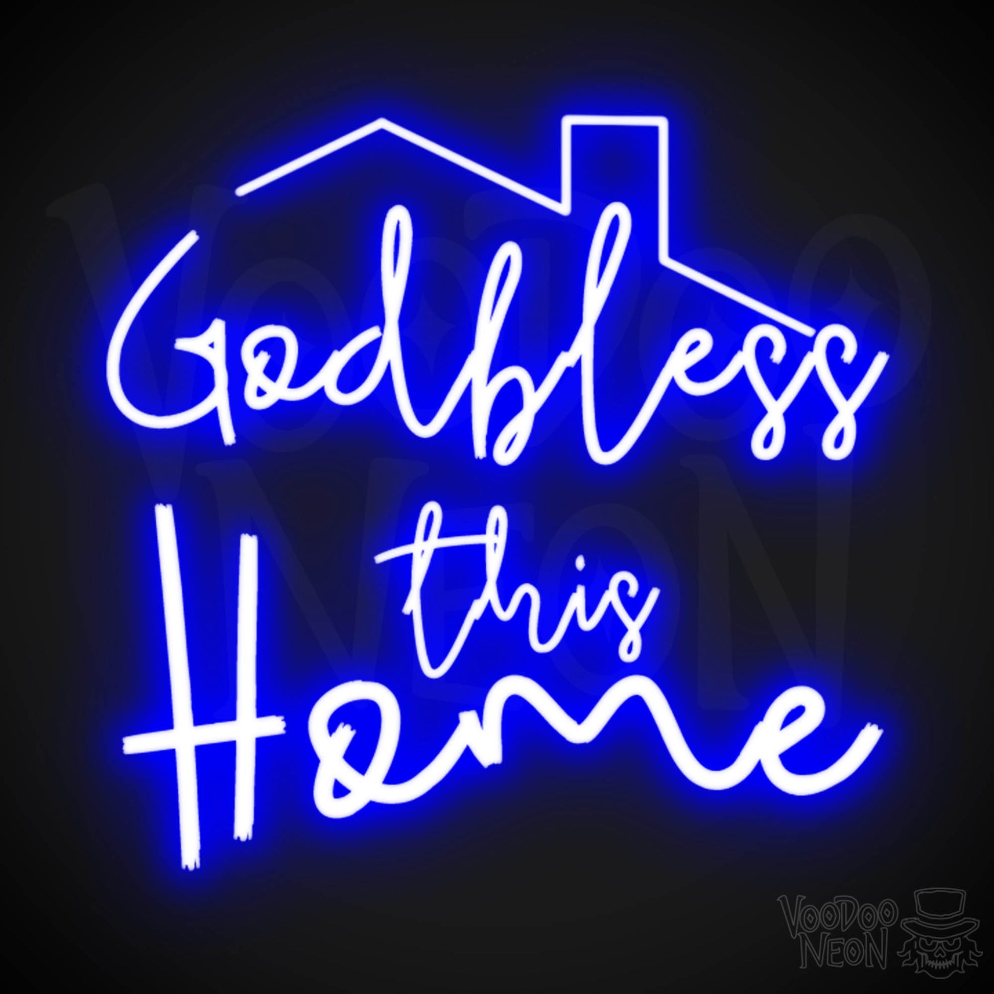 God Bless This House Neon Sign - Neon God Bless This House Sign - Wall Art - Light Up Sign - Color Dark Blue