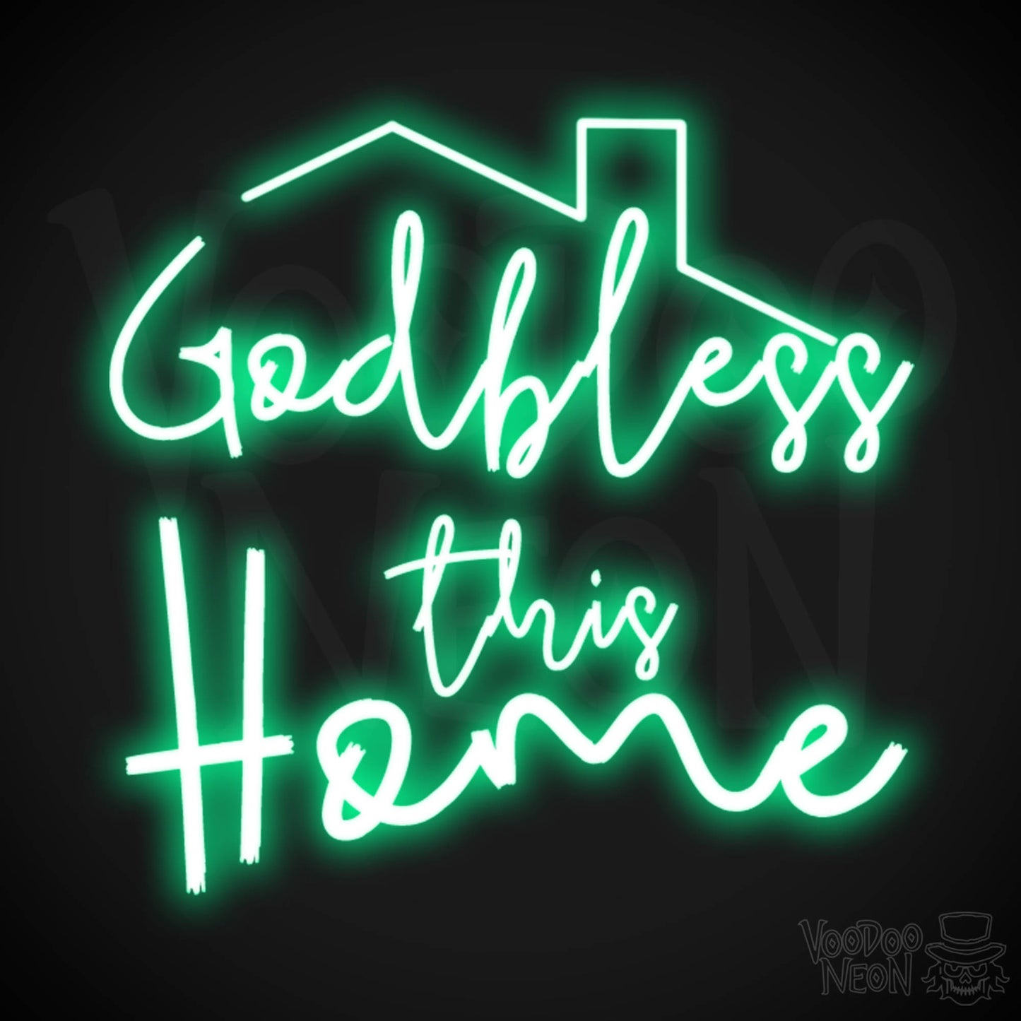 God Bless This House Neon Sign - Neon God Bless This House Sign - Wall Art - Light Up Sign - Color Green