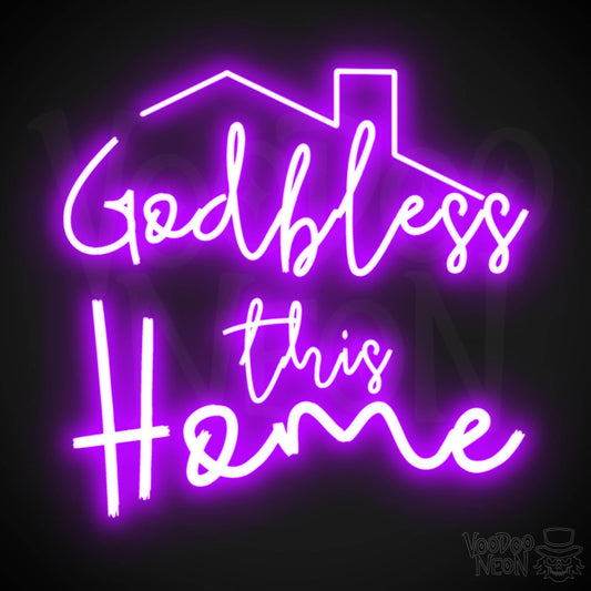 God Bless This House Neon Sign - Neon God Bless This House Sign - Wall Art - Light Up Sign - Color Purple