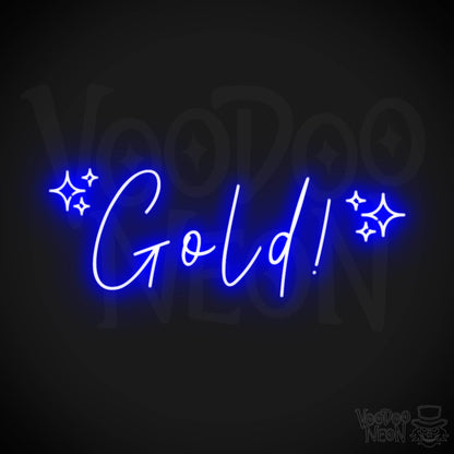 Gold Neon Sign - Neon Gold Sign - Wall Art - Color Dark Blue