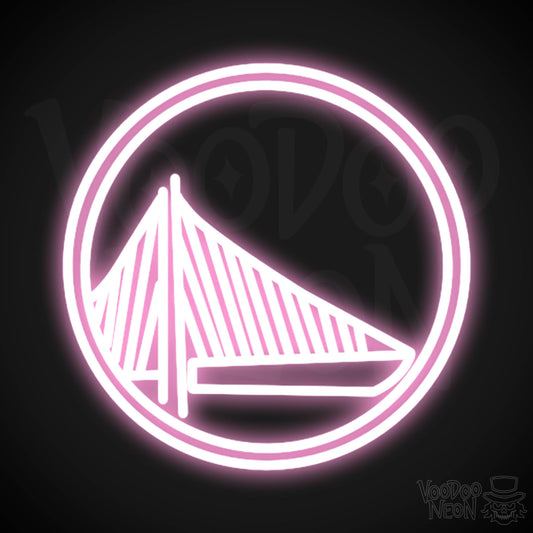 Golden State Warriors Neon Sign - Golden State Warriors Sign - Neon Warriors Logo Wall Art - Color Light Pink