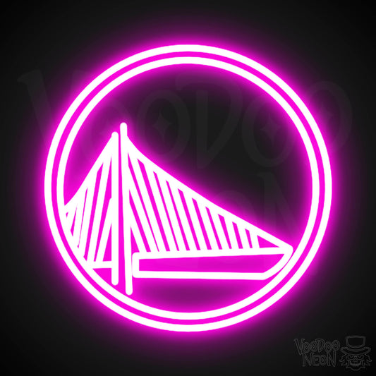 Golden State Warriors Neon Sign - Golden State Warriors Sign - Neon Warriors Logo Wall Art - Color Pink