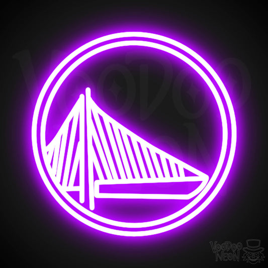 Golden State Warriors Neon Sign - Golden State Warriors Sign - Neon Warriors Logo Wall Art - Color Purple