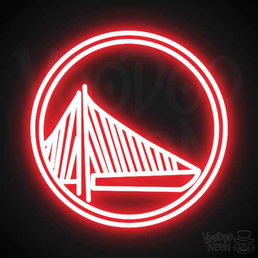 Golden State Warriors Neon Sign - Golden State Warriors Sign - Neon Warriors Logo Wall Art - Color Red