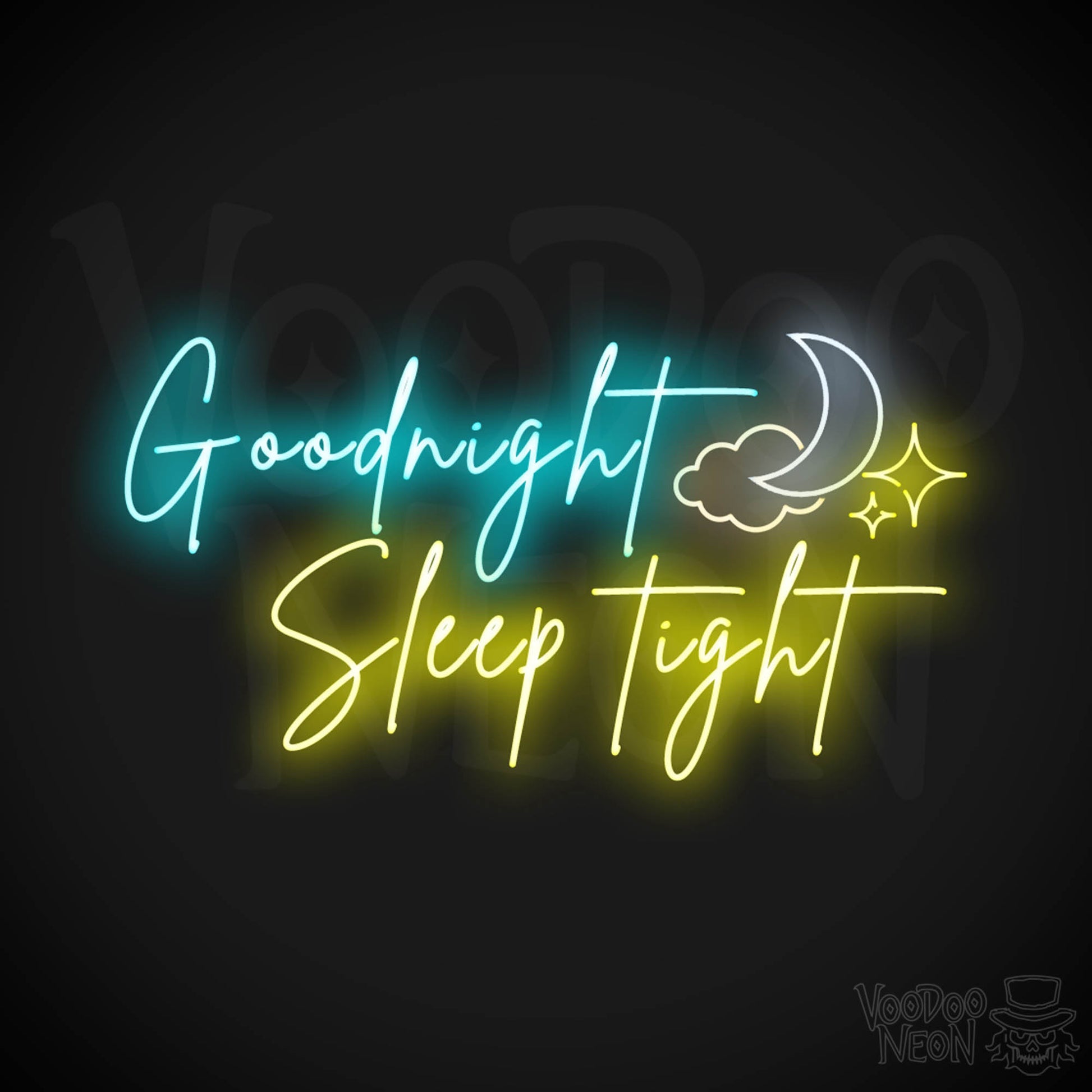 Goodnight Sleep Tight Neon Sign - Neon Goodnight Sleep Tight Sign - Color Multi-Color
