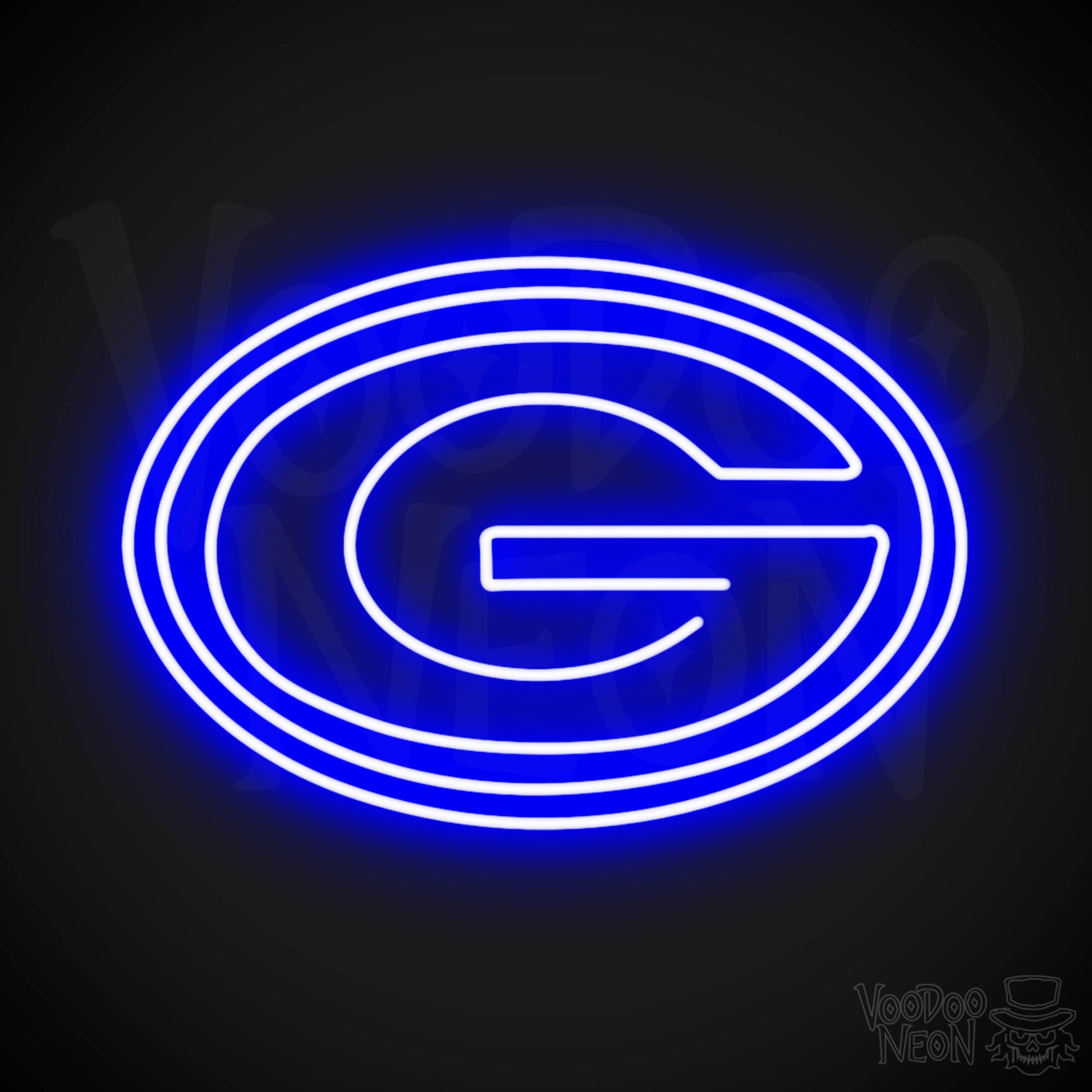 Green Bay Packers Neon Sign - Green Bay Packers Sign - Neon Packers Logo Wall Art - Color Dark Blue