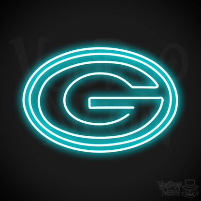 Green Bay Packers Neon Sign - Green Bay Packers Sign - Neon Packers Logo Wall Art - Color Ice Blue