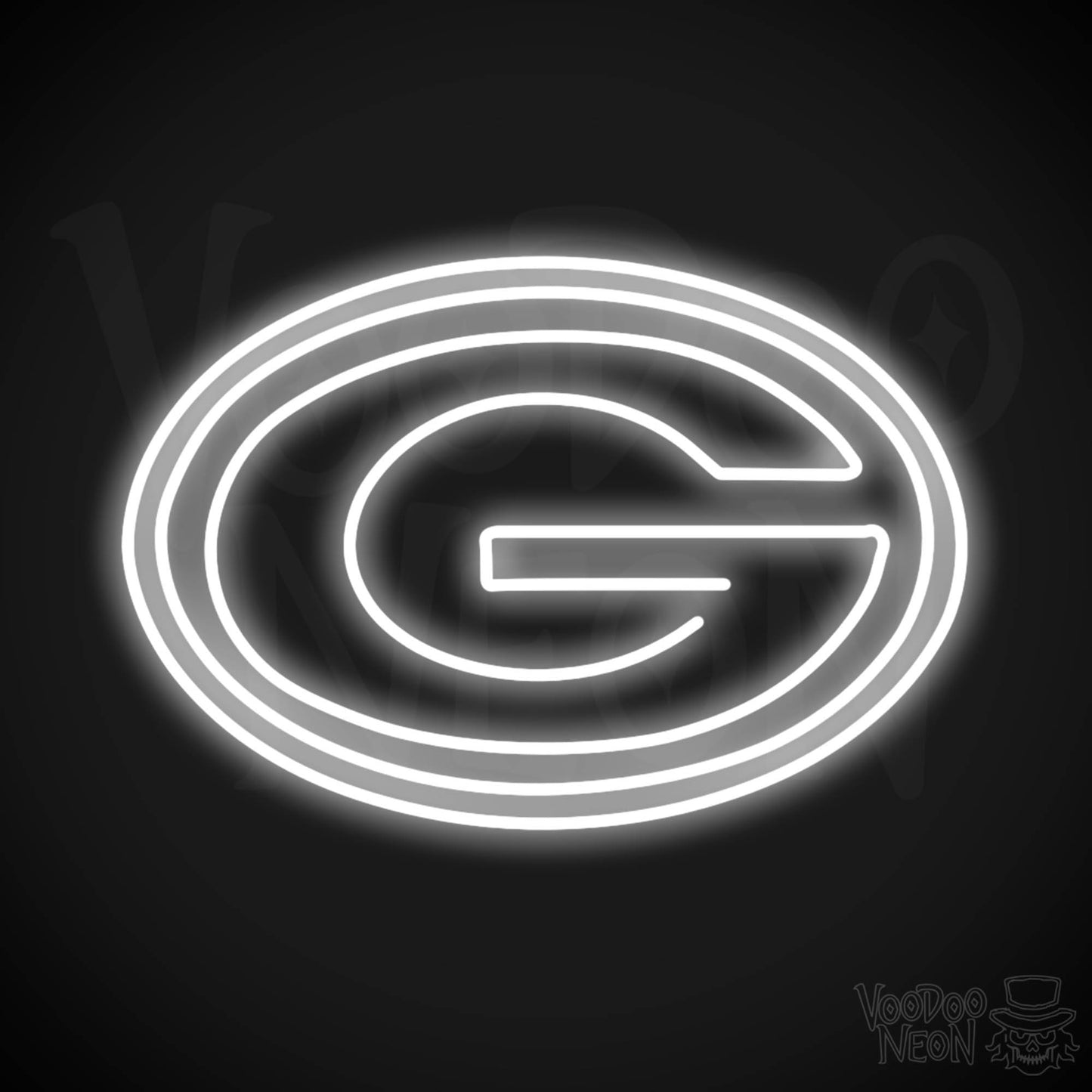 Green Bay Packers Neon Sign - Green Bay Packers Sign - Neon Packers Logo Wall Art - Color White