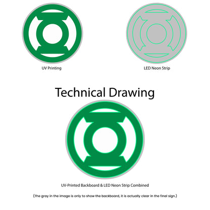 Green Lantern Neon Sign - Technical Drawing