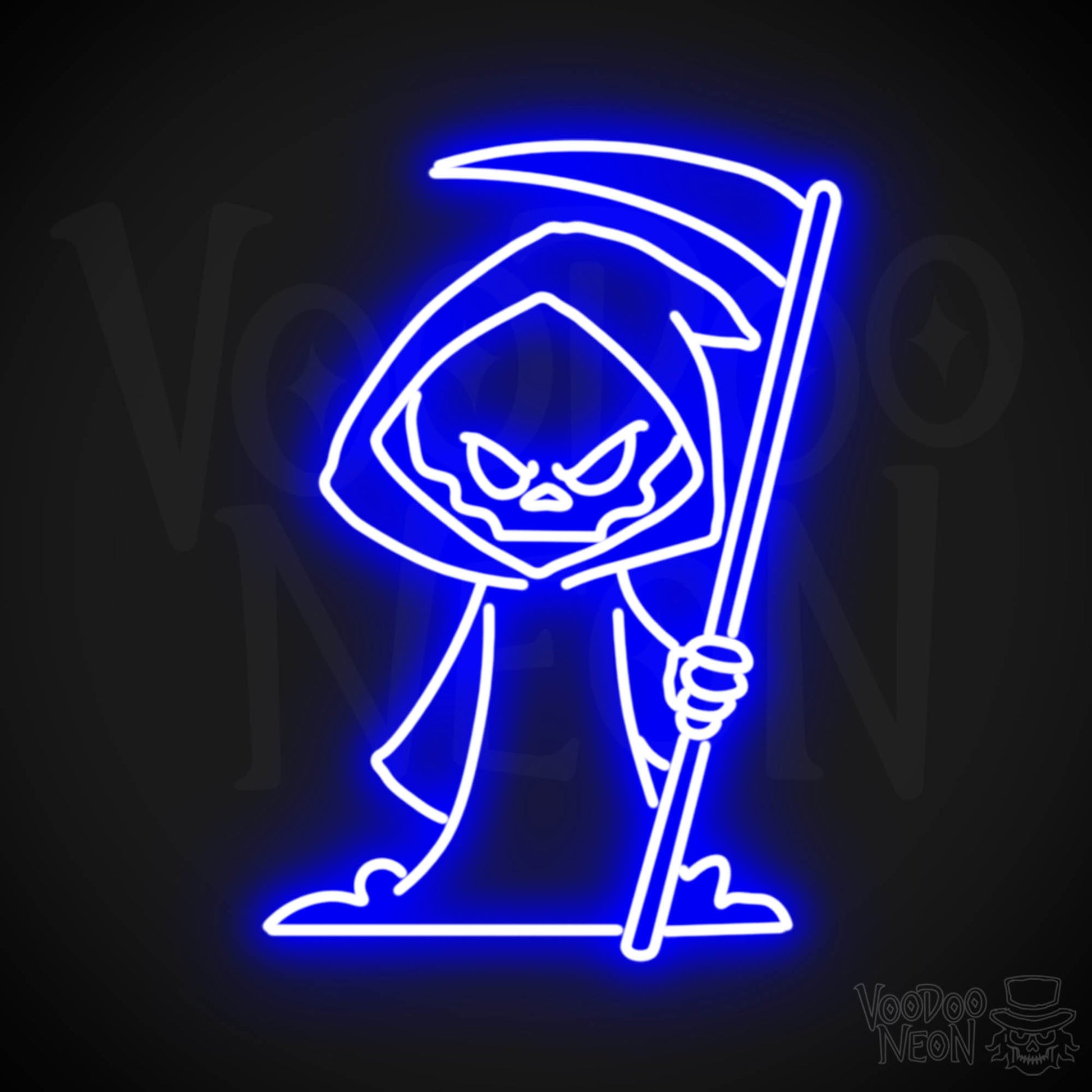 Grim Reaper Neon Sign - Grim Reaper Neon Wall Art - Grim Reaper Sign - Color Dark Blue