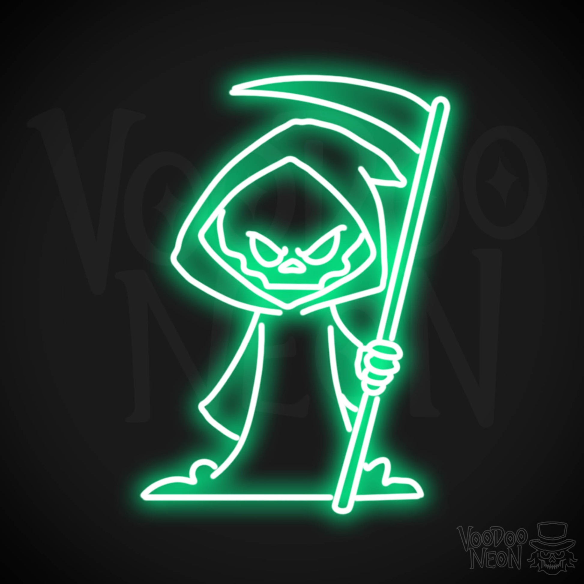 Grim Reaper Neon Sign - Grim Reaper Neon Wall Art - Grim Reaper Sign - Color Green