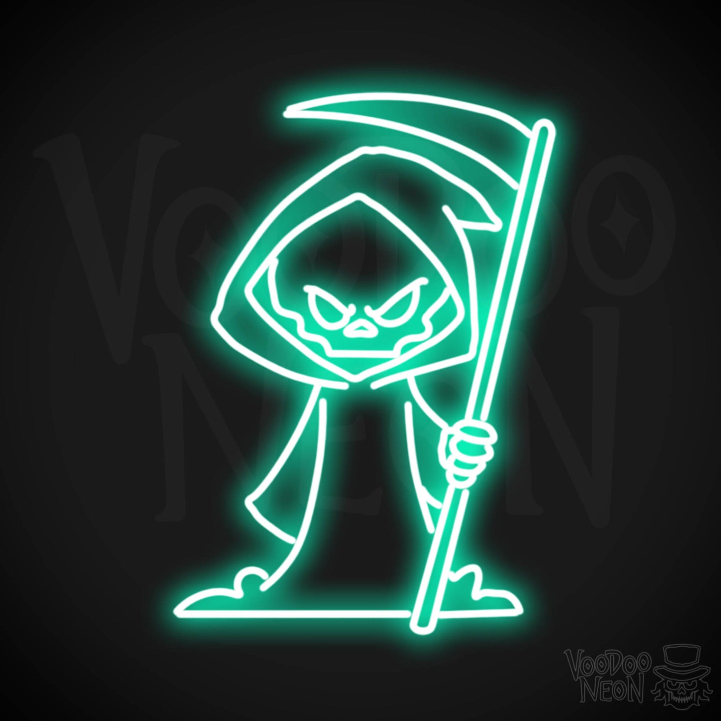 Grim Reaper Neon Sign - Grim Reaper Neon Wall Art - Grim Reaper Sign - Color Light Green