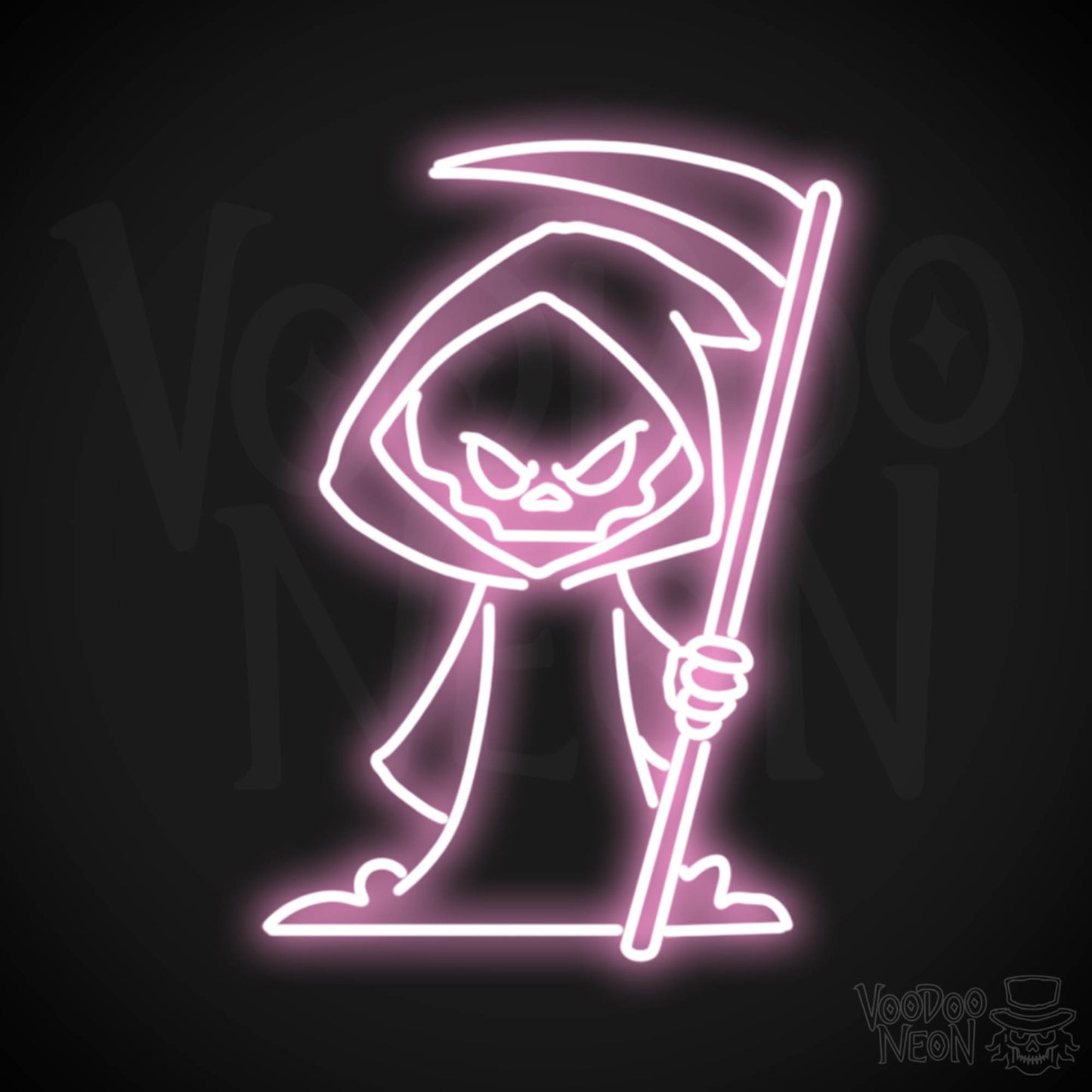 Grim Reaper Neon Sign - Grim Reaper Neon Wall Art - Grim Reaper Sign - Color Light Pink