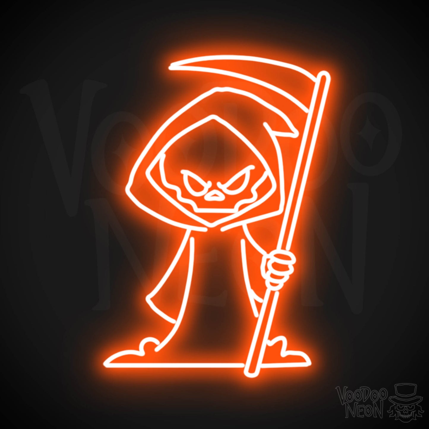 Grim Reaper Neon Sign - Grim Reaper Neon Wall Art - Grim Reaper Sign - Color Orange