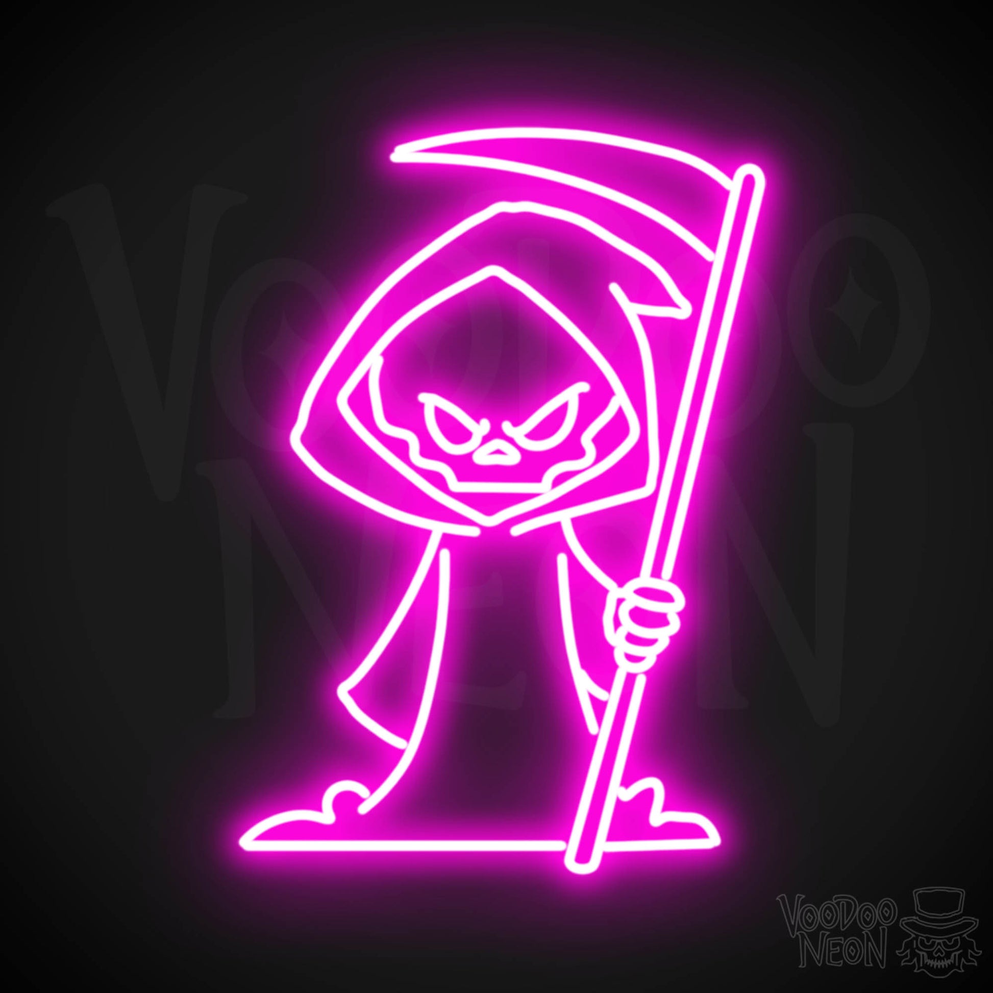 Grim Reaper Neon Sign - Grim Reaper Neon Wall Art - Grim Reaper Sign - Color Pink