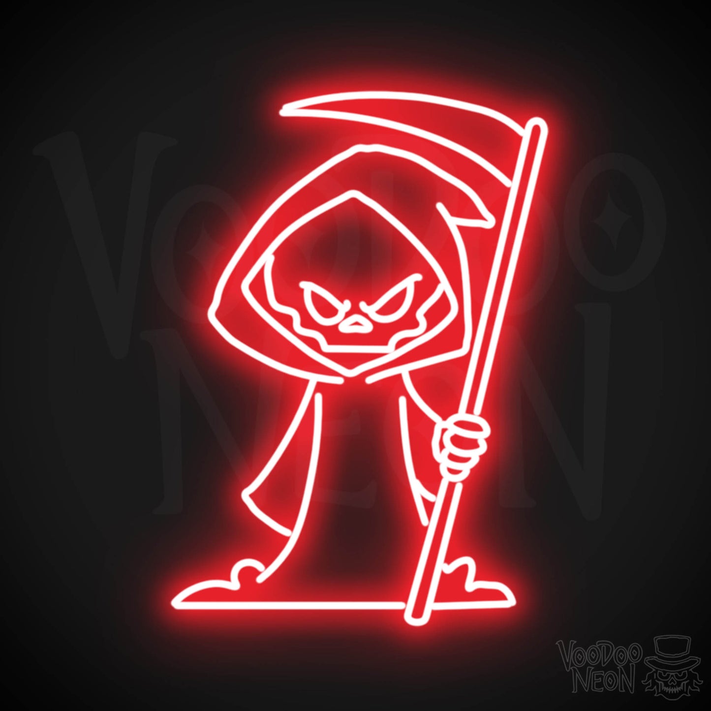 Grim Reaper Neon Sign - Grim Reaper Neon Wall Art - Grim Reaper Sign - Color Red