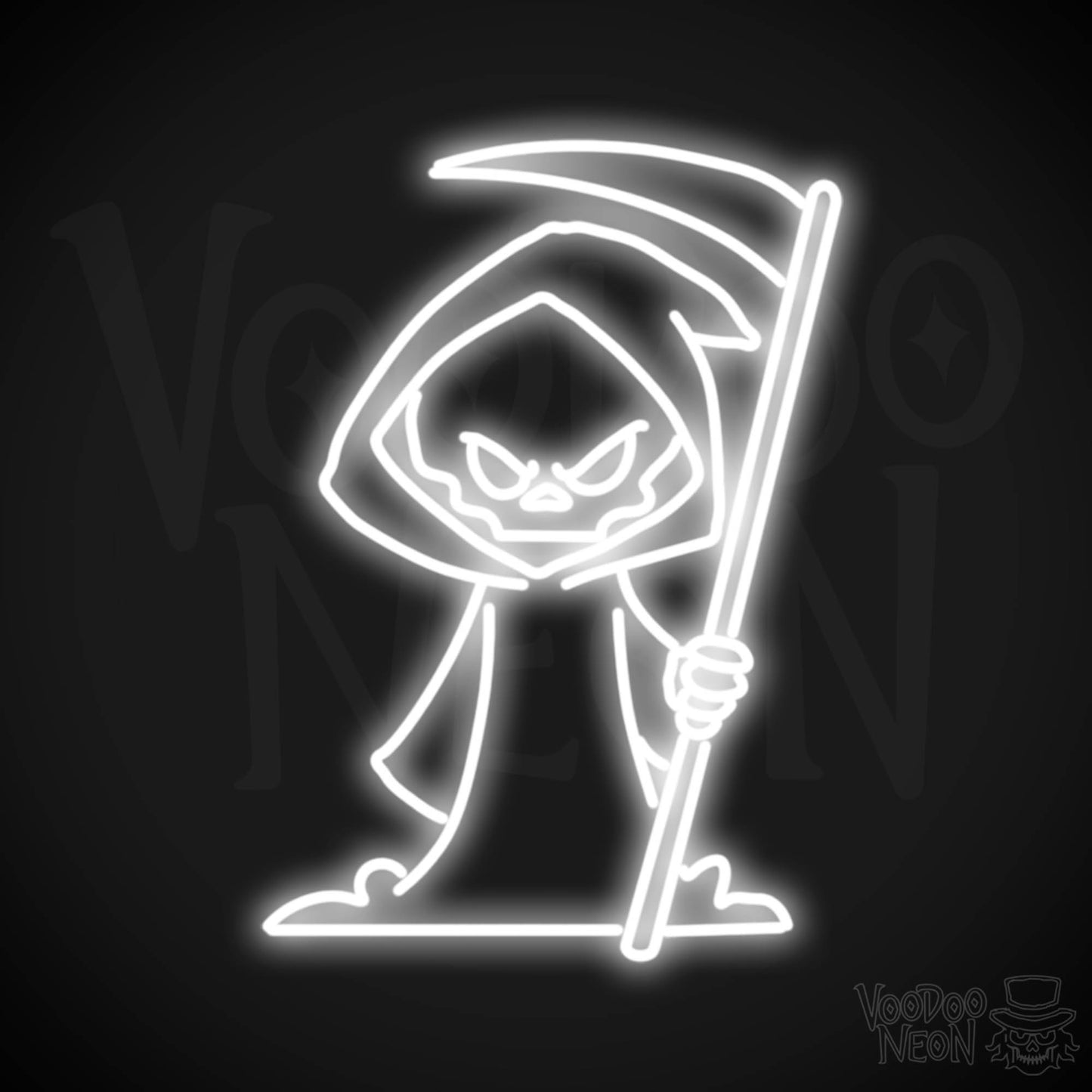 Grim Reaper Neon Sign - Grim Reaper Neon Wall Art - Grim Reaper Sign - Color White