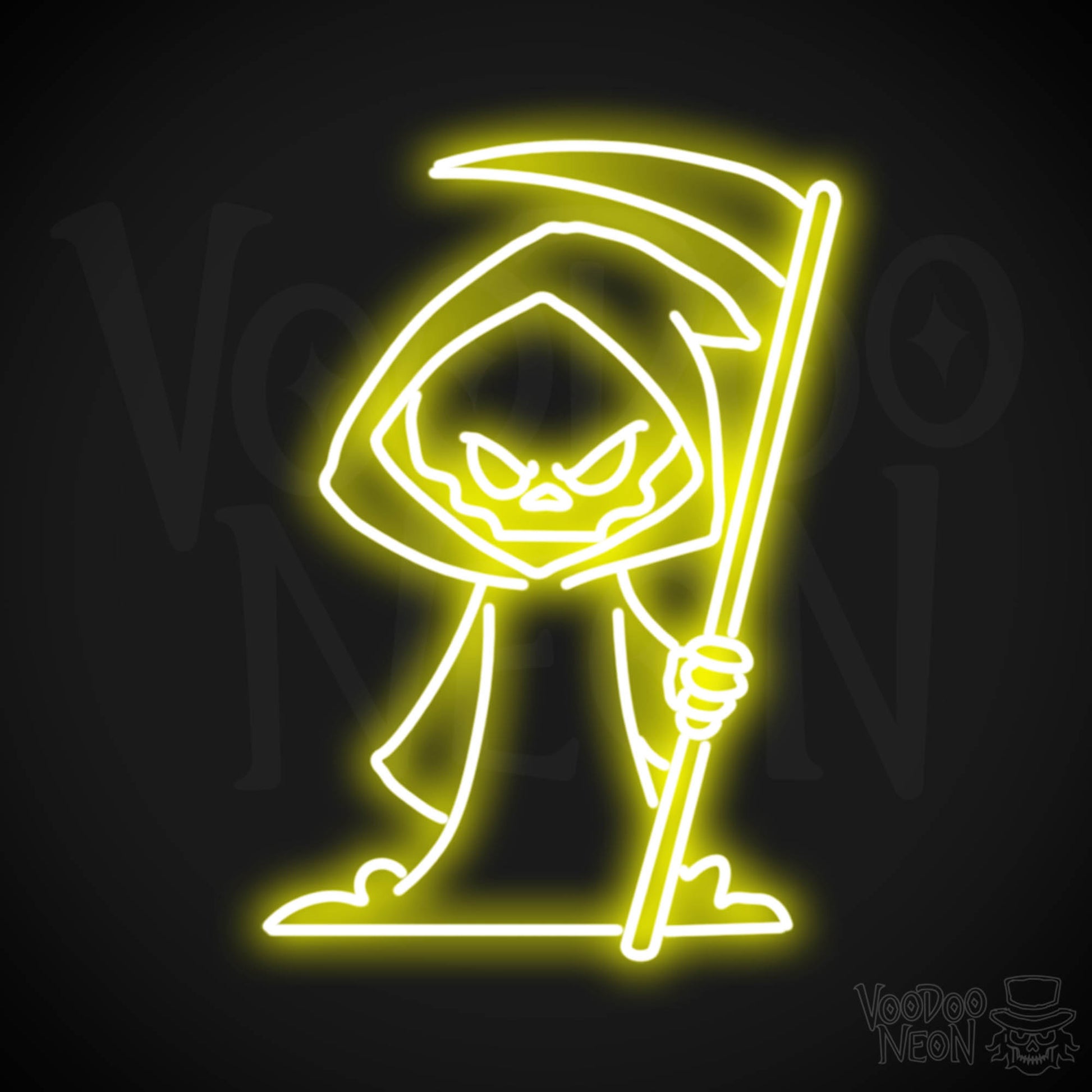 Grim Reaper Neon Sign - Grim Reaper Neon Wall Art - Grim Reaper Sign - Color Yellow