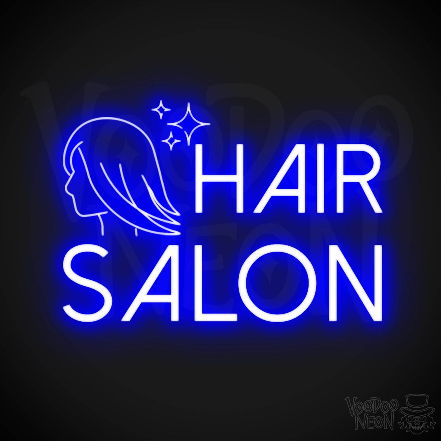 Hair Salon Neon Sign - Hair Salon Sign - Vibrant Salon Neon Signs - Color Dark Blue