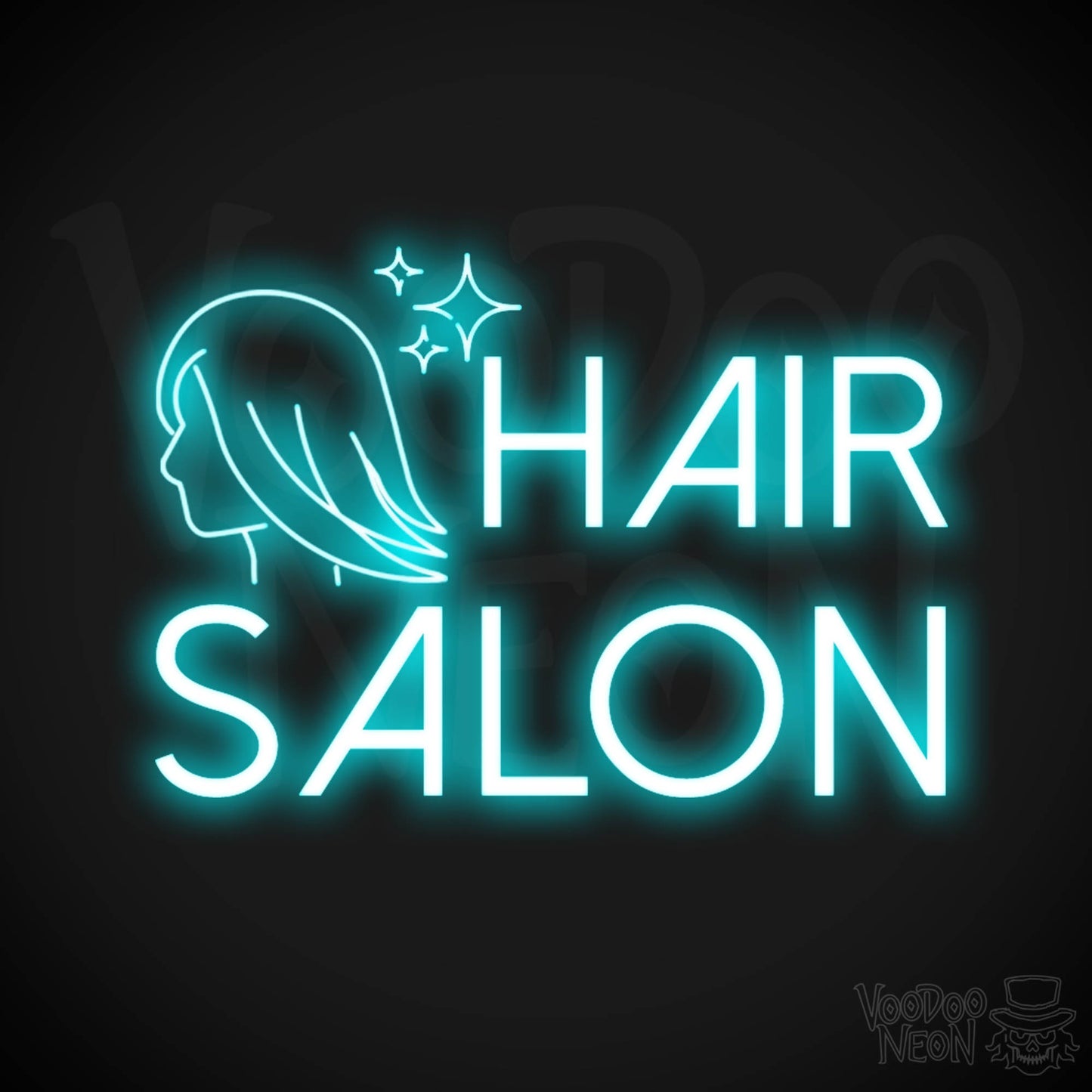 Hair Salon Neon Sign - Hair Salon Sign - Vibrant Salon Neon Signs - Color Ice Blue