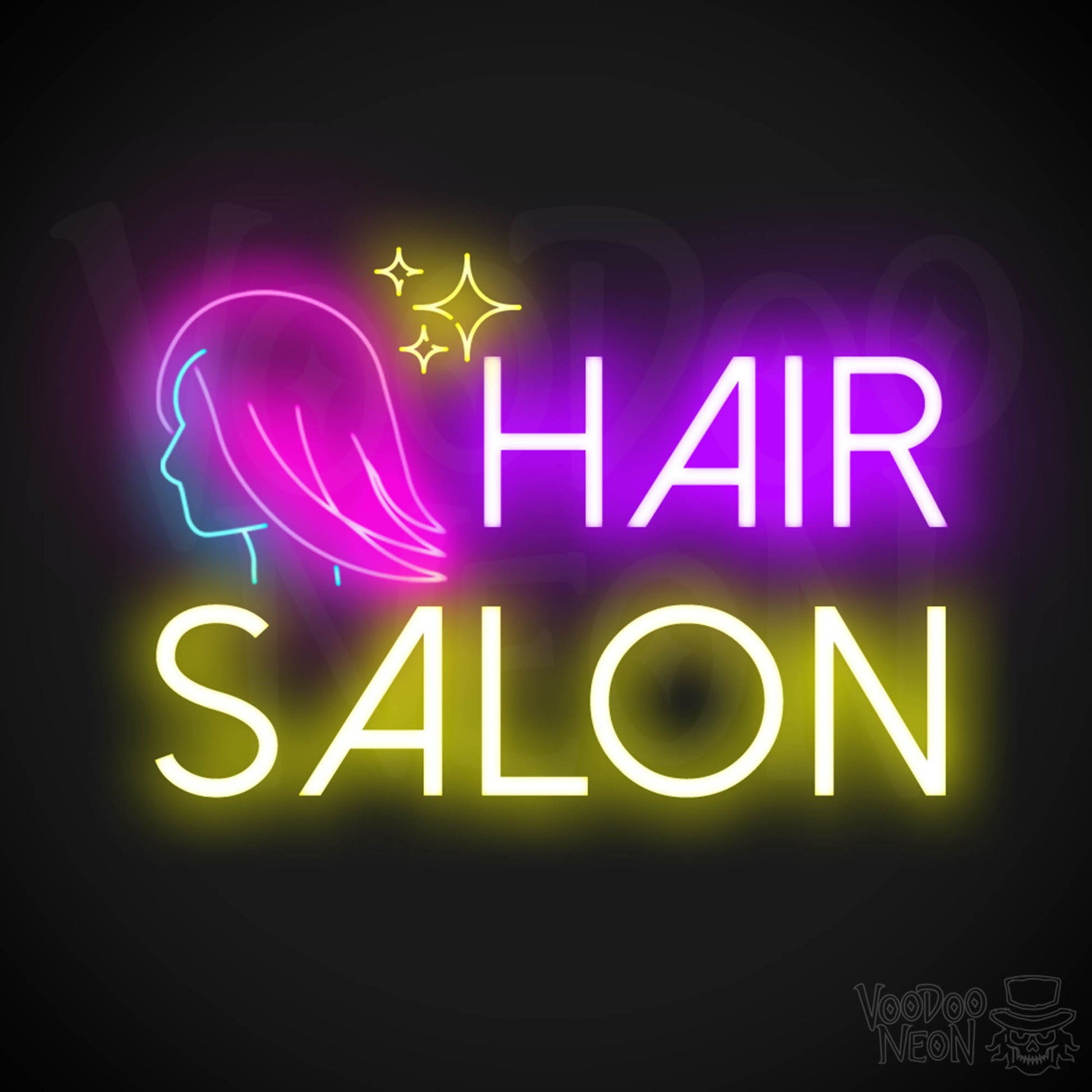 Hair Salon Neon Sign - Hair Salon Sign - Vibrant Salon Neon Signs - Color Multi-Color