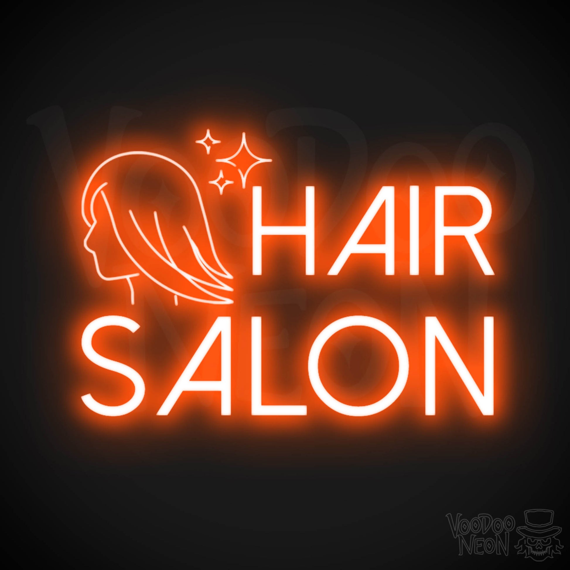 Hair Salon Neon Sign - Hair Salon Sign - Vibrant Salon Neon Signs - Color Orange