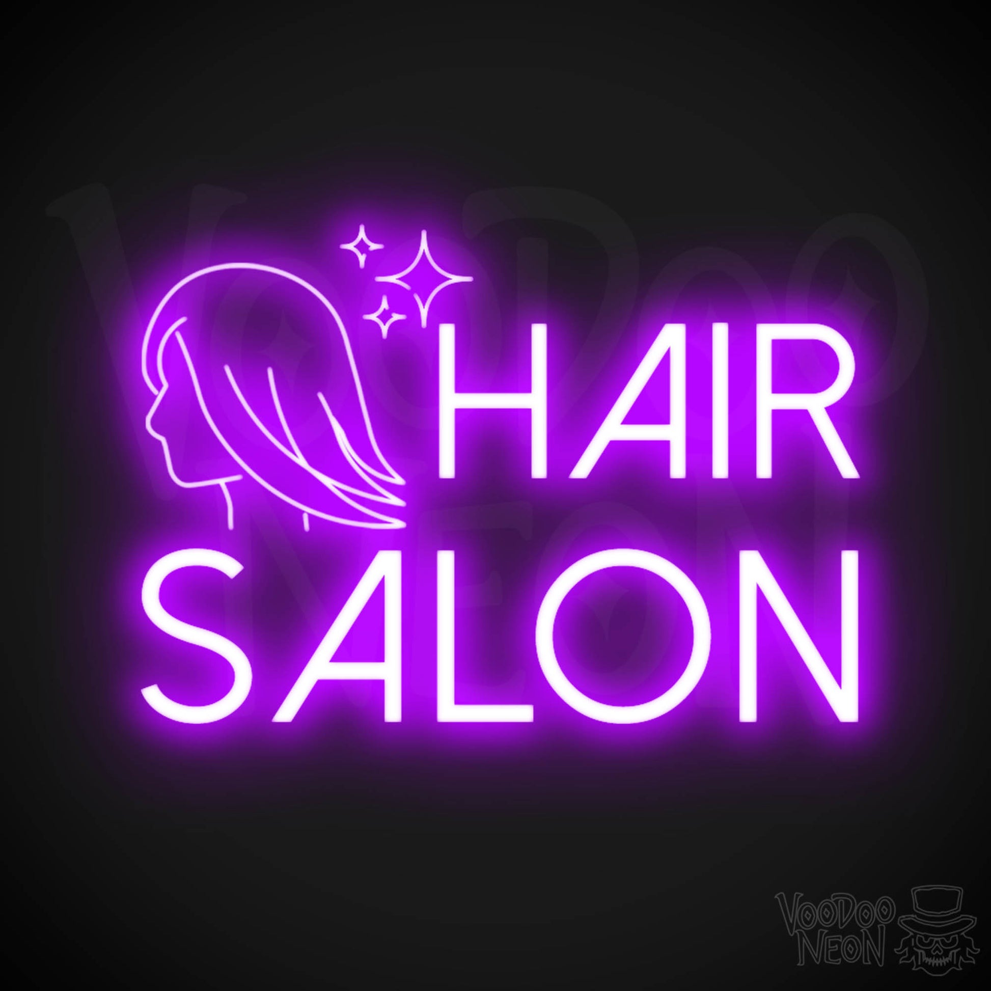 Hair Salon Neon Sign - Hair Salon Sign - Vibrant Salon Neon Signs - Color Purple