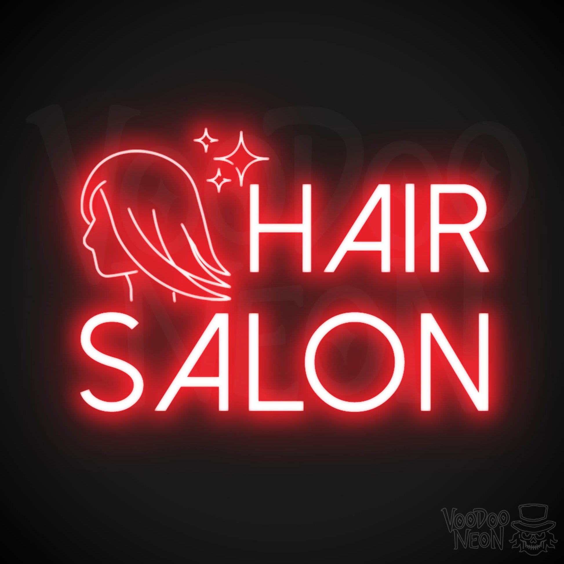 Hair Salon Neon Sign - Hair Salon Sign - Vibrant Salon Neon Signs - Color Red