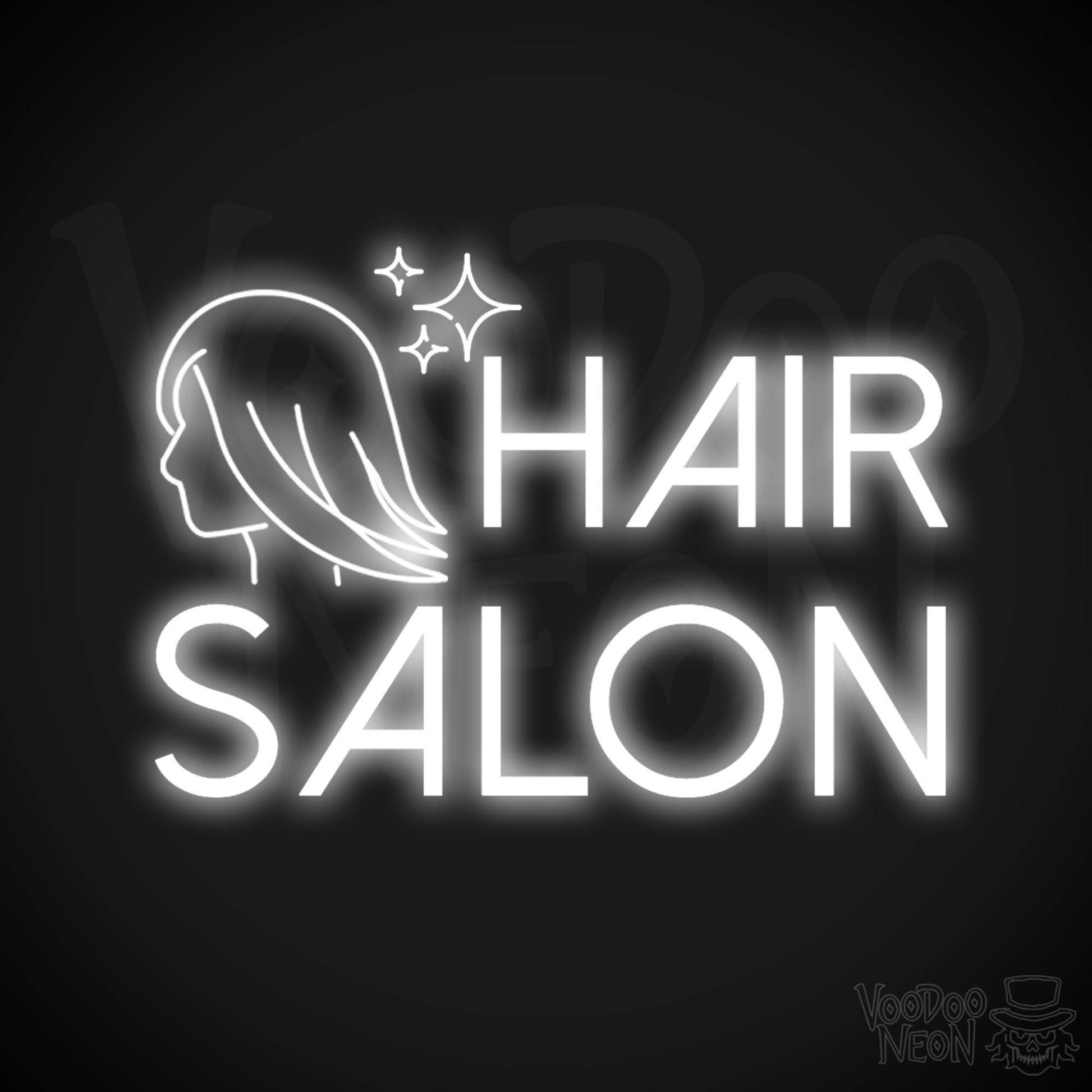Hair Salon Neon Sign - Hair Salon Sign - Vibrant Salon Neon Signs - Color White