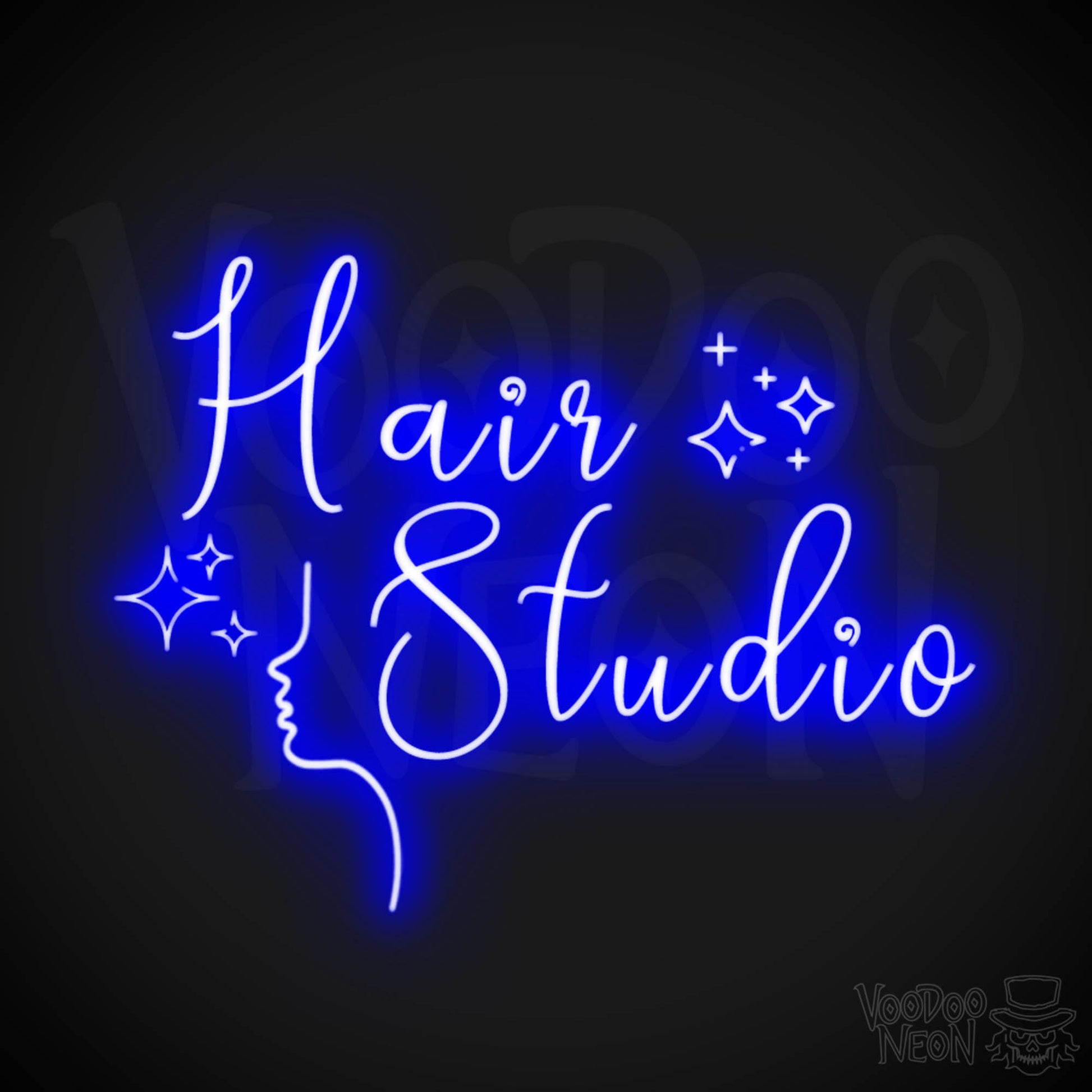 Hair Studio Neon Sign - Neon Hair Studio Sign - Salon Wall Art - Color Dark Blue