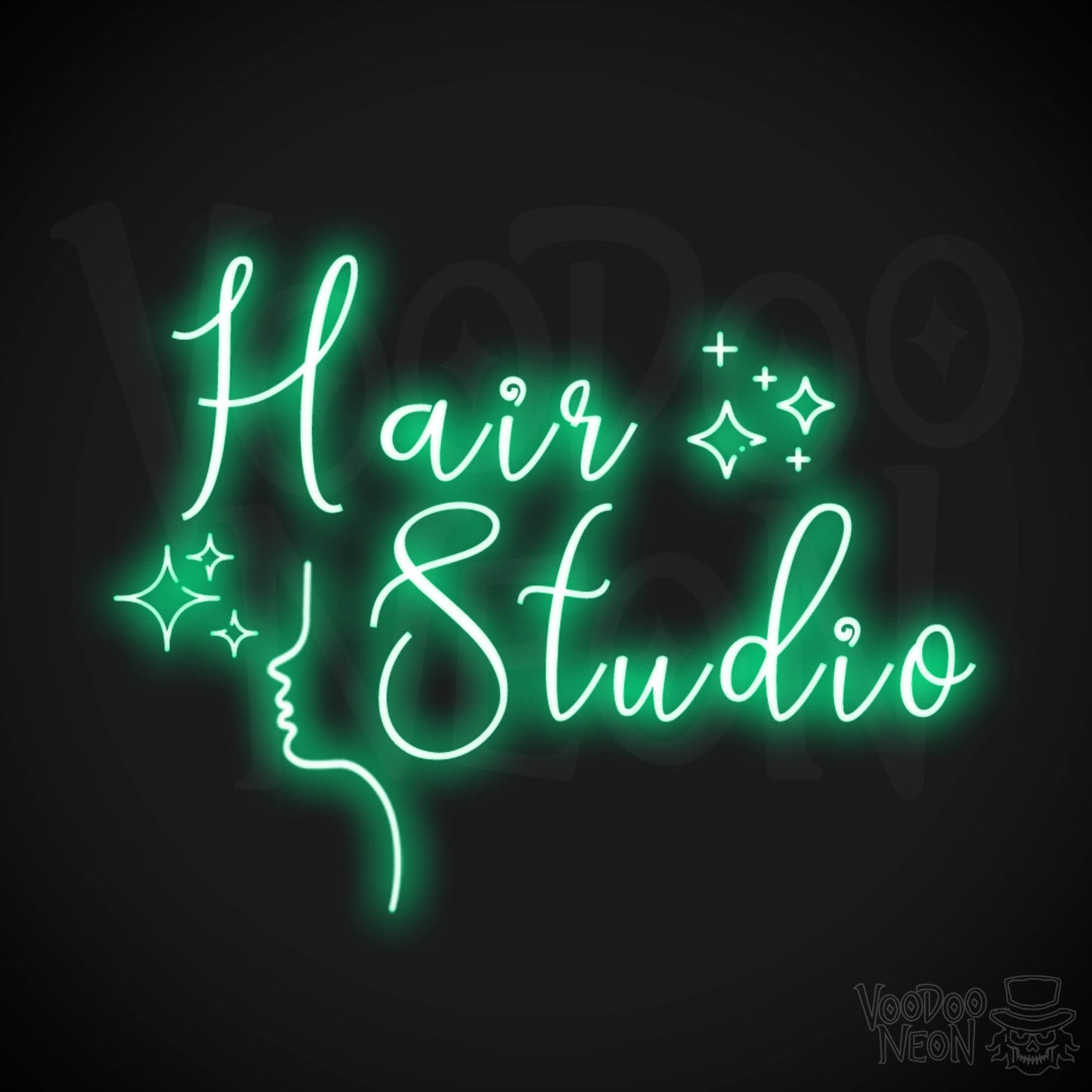 Hair Studio Neon Sign - Neon Hair Studio Sign - Salon Wall Art - Color Green