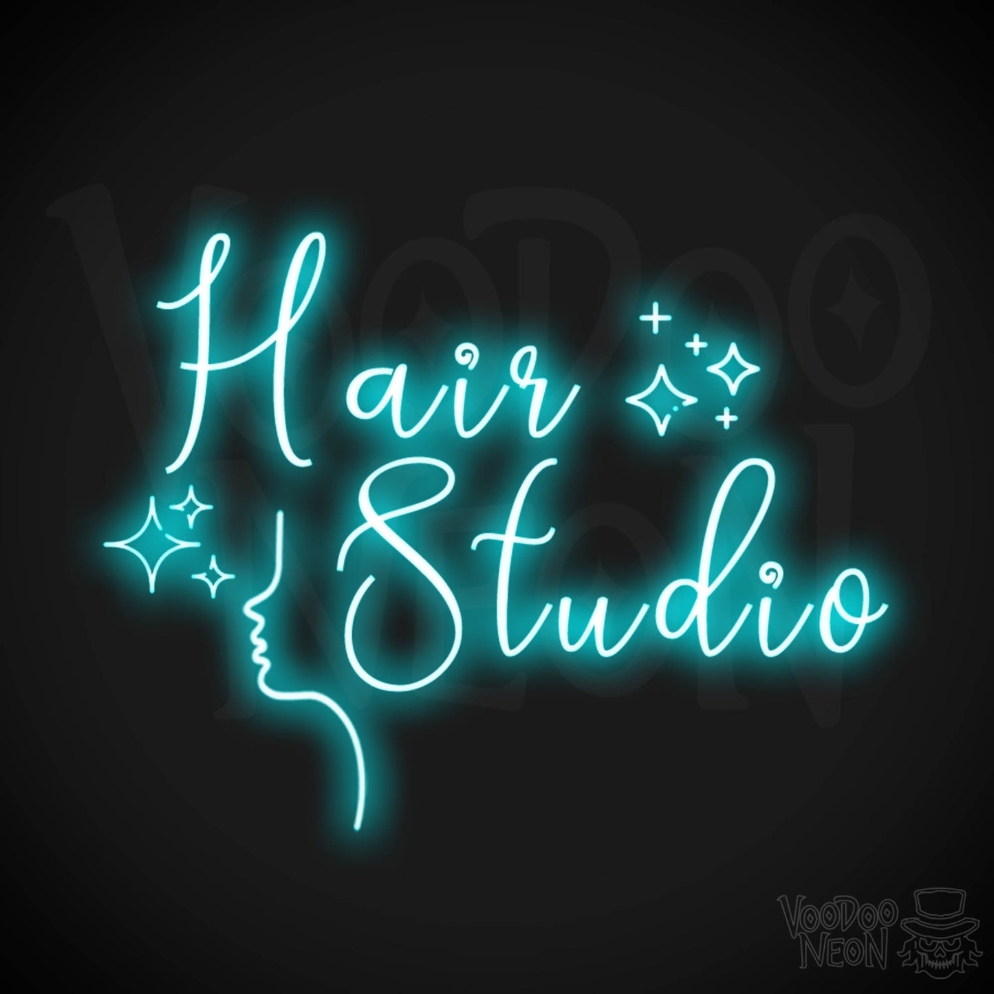 Hair Studio Neon Sign - Neon Hair Studio Sign - Salon Wall Art - Color Ice Blue