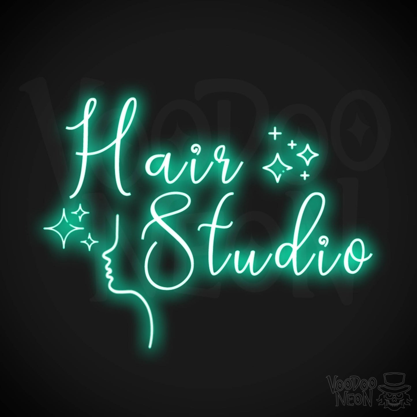 Hair Studio Neon Sign - Neon Hair Studio Sign - Salon Wall Art - Color Light Green