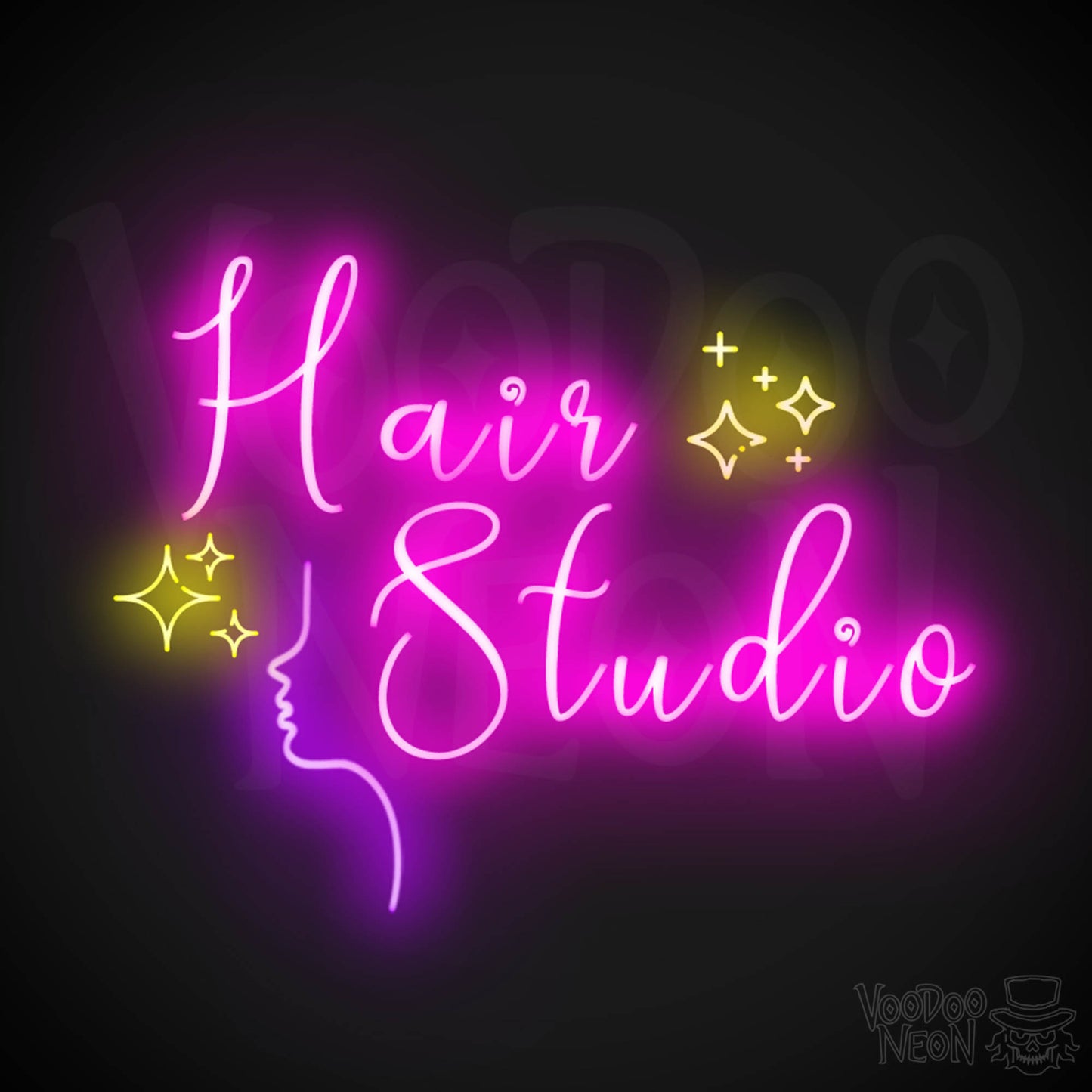 Hair Studio Neon Sign - Neon Hair Studio Sign - Salon Wall Art - Color Multi-Color