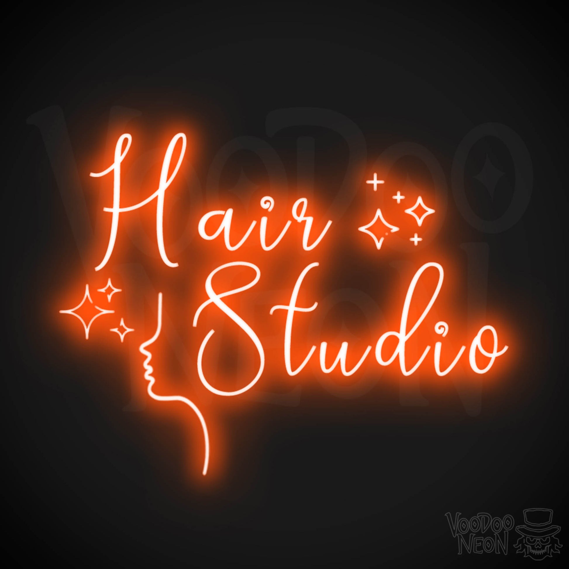 Hair Studio Neon Sign - Neon Hair Studio Sign - Salon Wall Art - Color Orange