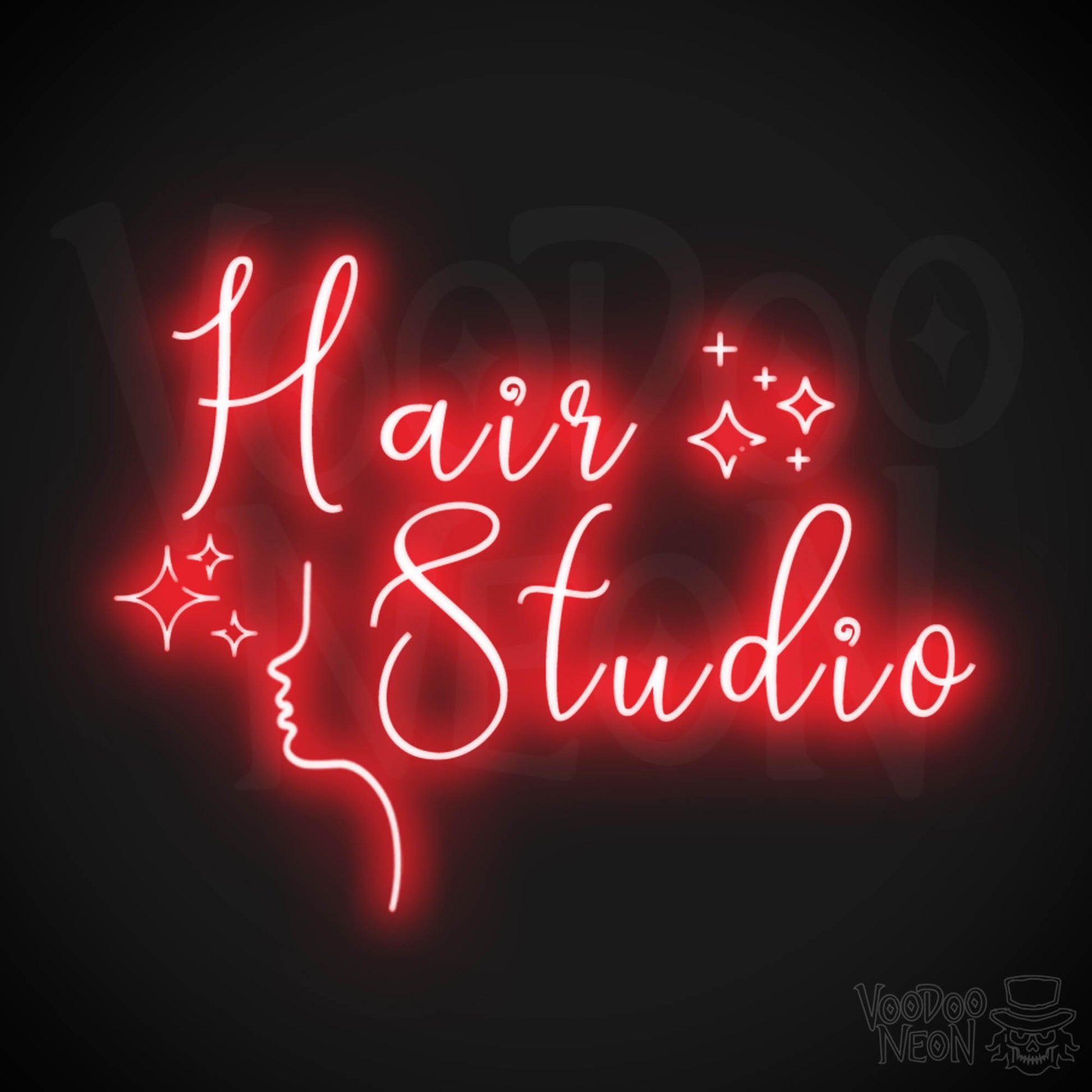Hair Studio Neon Sign - Neon Hair Studio Sign - Salon Wall Art - Color Red