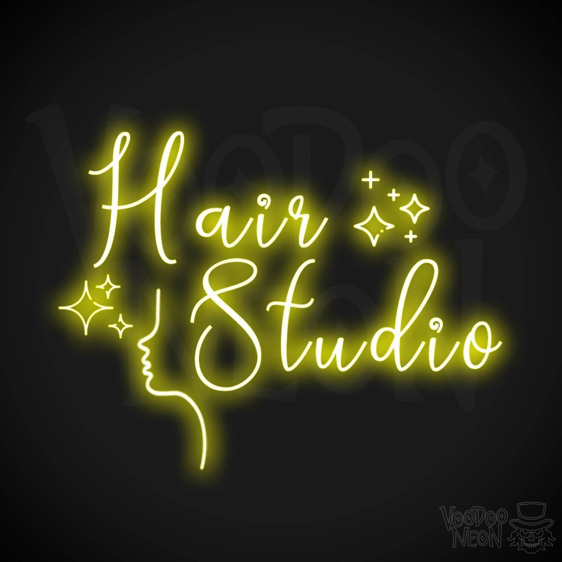 Hair Studio Neon Sign - Neon Hair Studio Sign - Salon Wall Art - Color Yellow