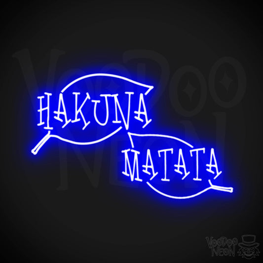 Hakuna Matata Neon Sign - Neon Hakuna Matata Sign - Wall Art - Color Dark Blue