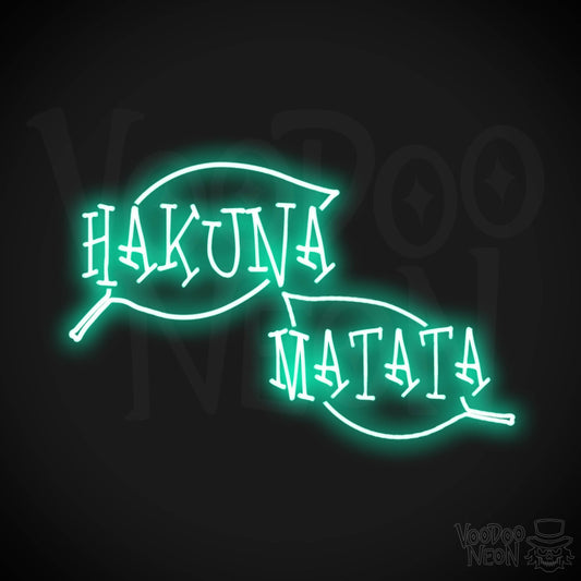 Hakuna Matata Neon Sign - Neon Hakuna Matata Sign - Wall Art - Color Light Green