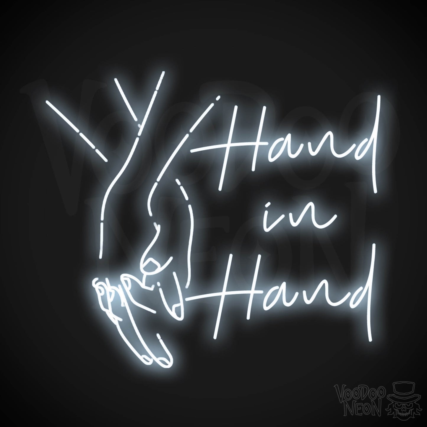 Hand In Hand Neon Sign - Neon Hand in Hand Sign - Color Cool White