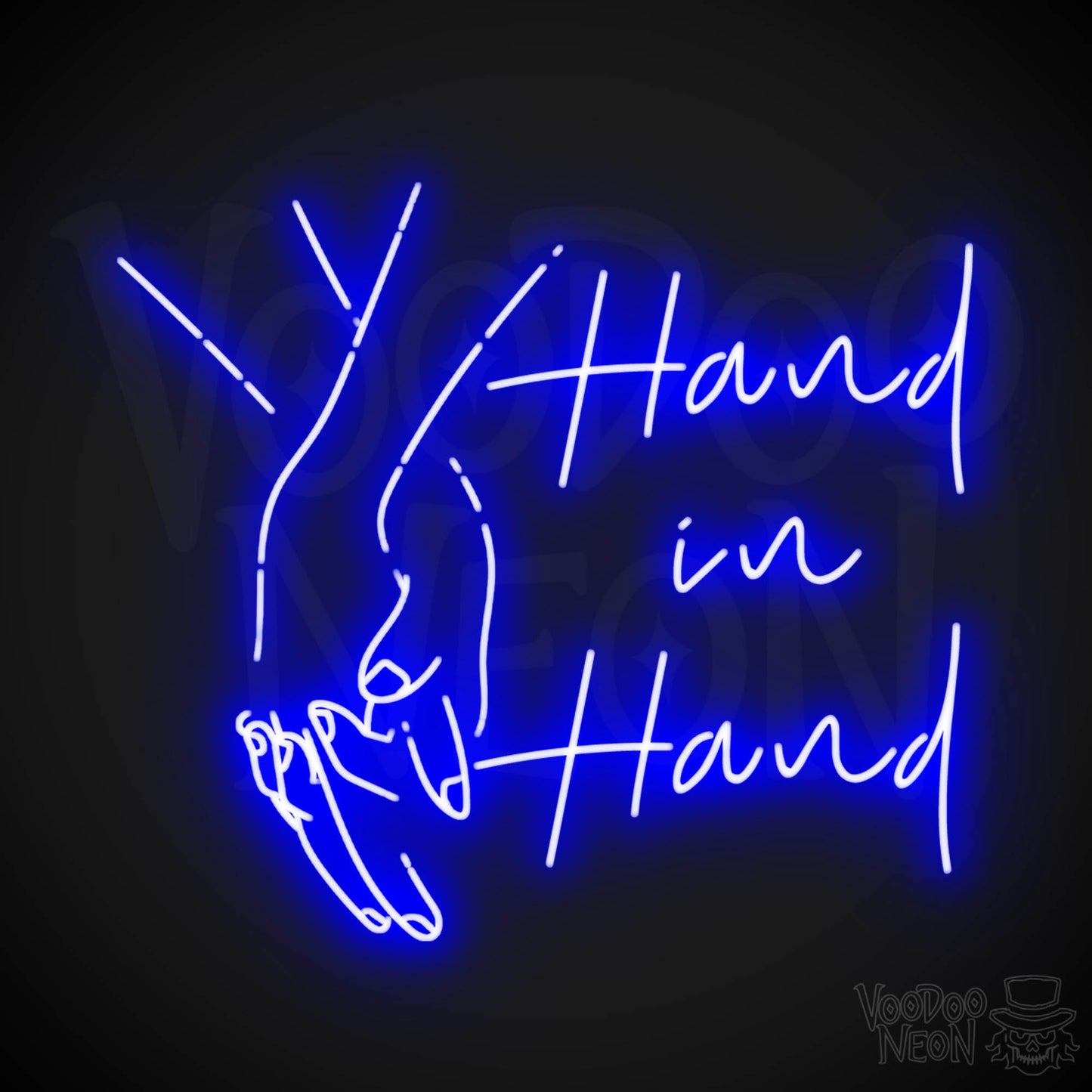 Hand In Hand Neon Sign - Neon Hand in Hand Sign - Color Dark Blue