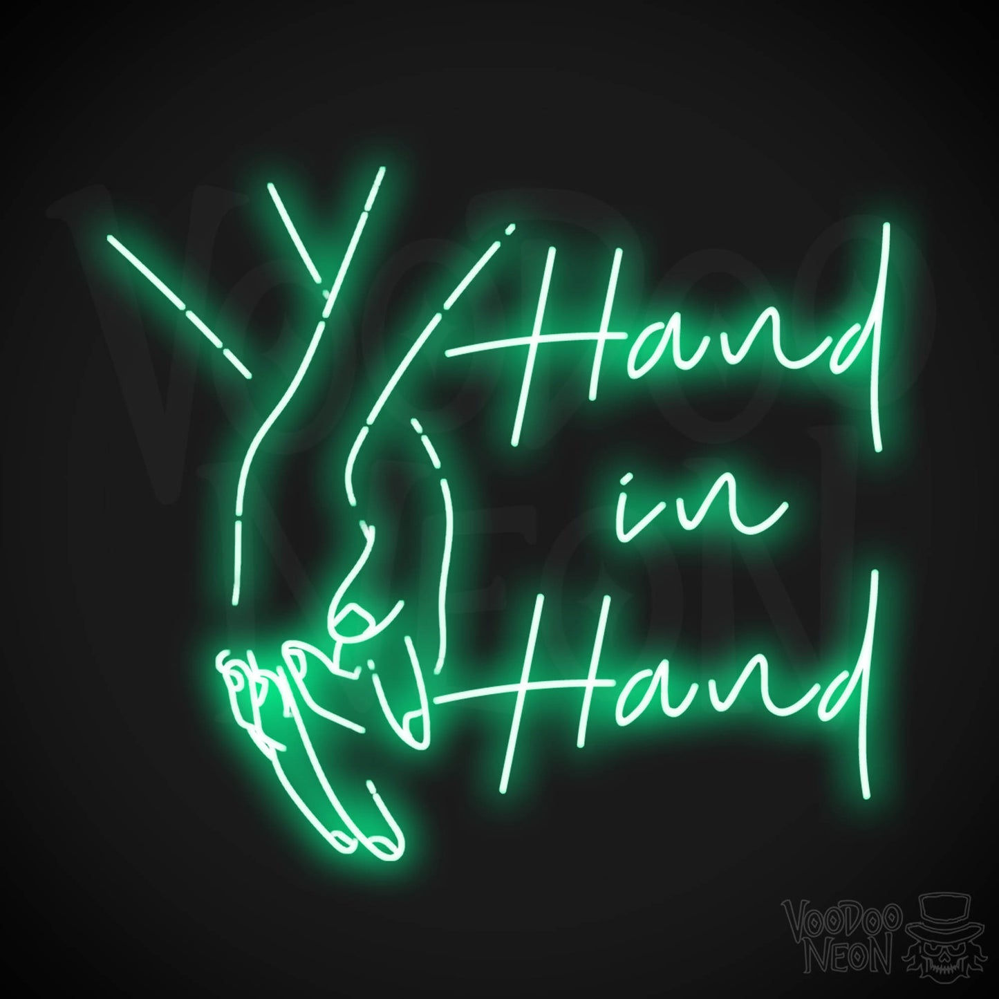 Hand In Hand Neon Sign - Neon Hand in Hand Sign - Color Green