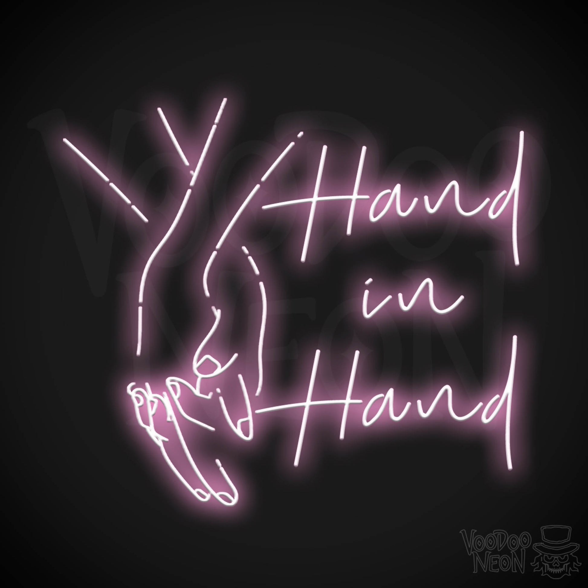 Hand In Hand Neon Sign - Neon Hand in Hand Sign - Color Light Pink