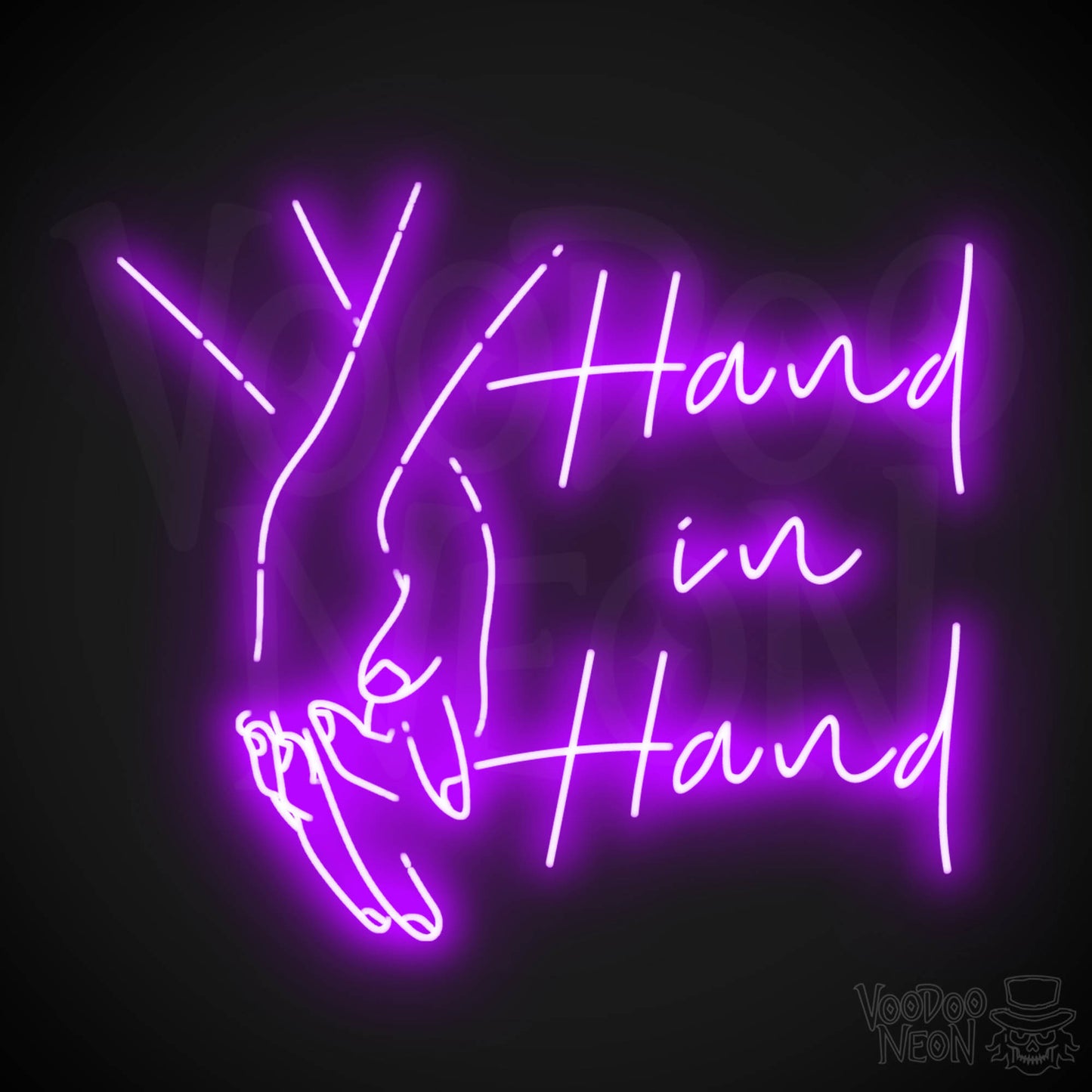 Hand In Hand Neon Sign - Neon Hand in Hand Sign - Color Purple