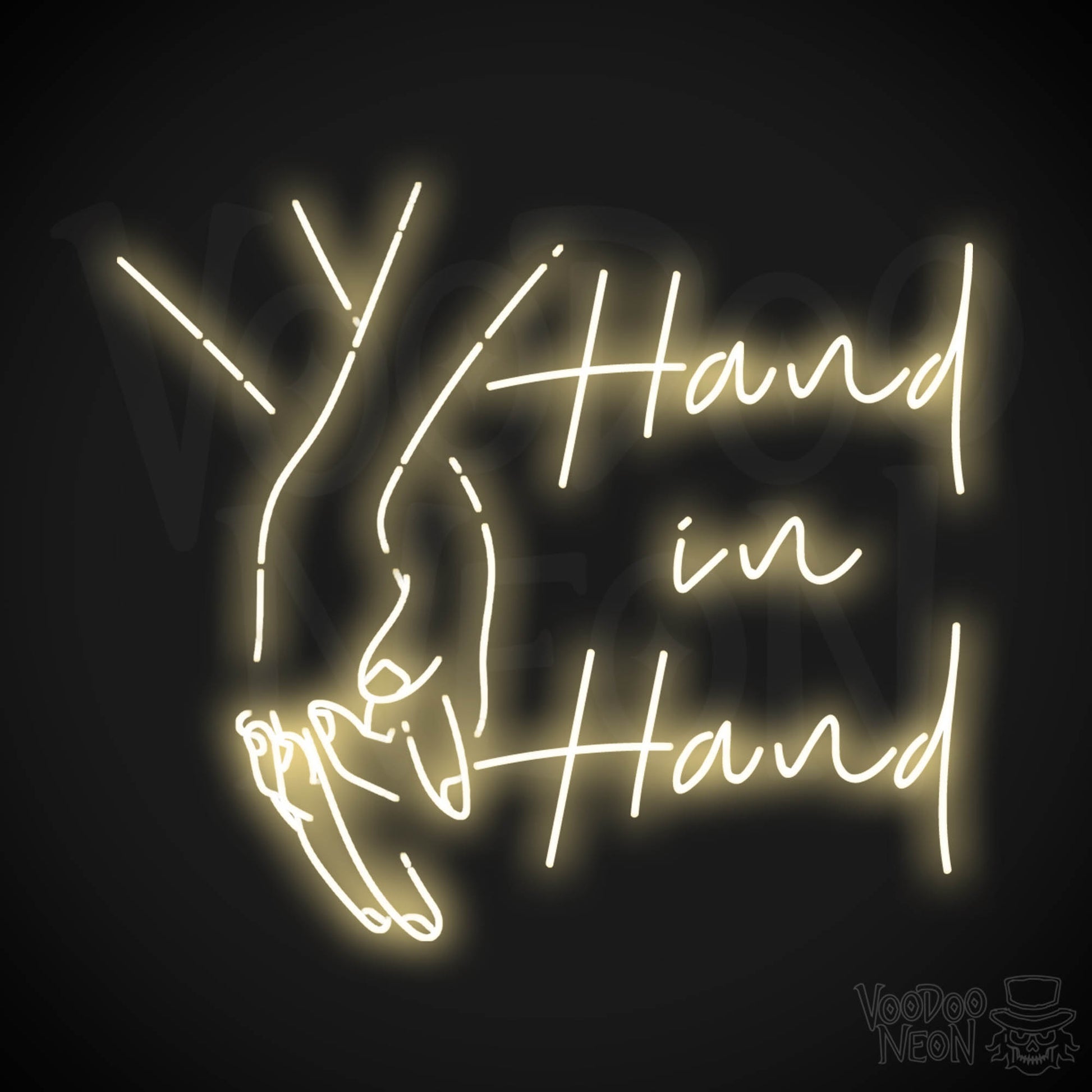Hand In Hand Neon Sign - Neon Hand in Hand Sign - Color Warm White