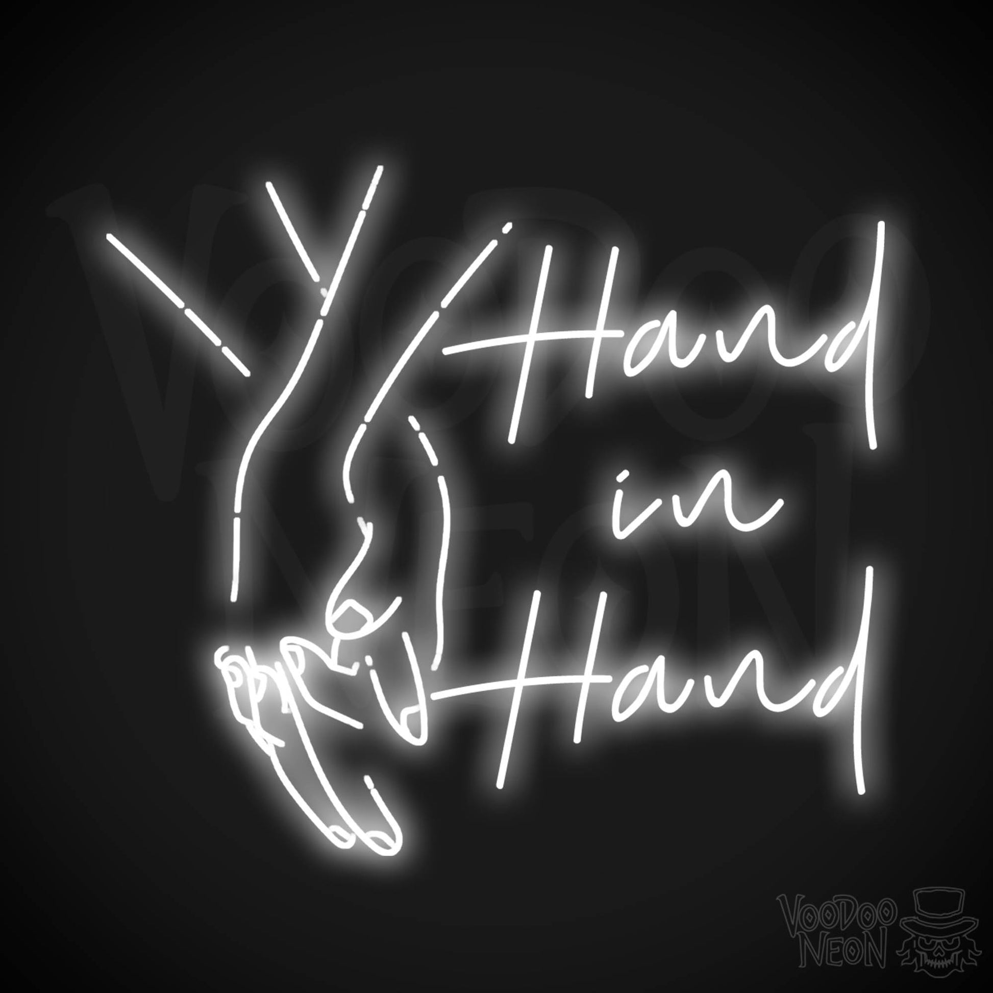 Hand In Hand Neon Sign - Neon Hand in Hand Sign - Color White